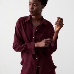 Banana Republic Perfect Linen-Blend Shirt - Vino Rosso
